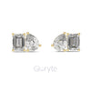 Pear & Emerald-Cut Diamond Stud Earrings | Lab-Grown & Moissanite | Silver or Gold
