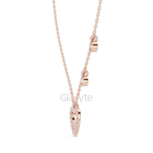 Diamond Heart Pendant Necklace with Dangling Accents