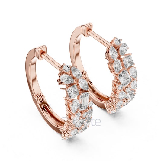 Cluster Diamond Hoop Earrings