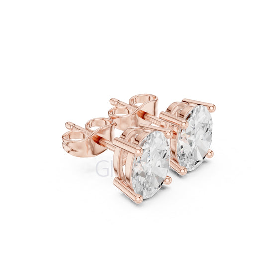 Oval Diamond Stud Earrings