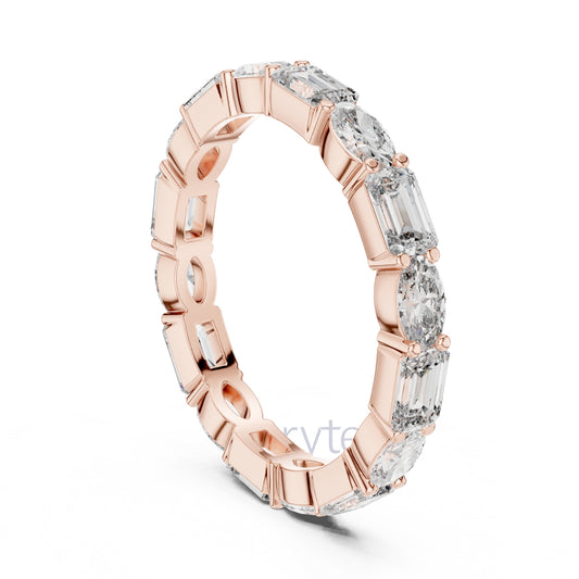 Emerald & Oval Cut Diamond Eternity Band