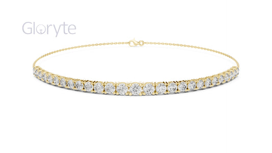 Round Brilliant Diamond Tennis Bracelet with Adjustable Chain