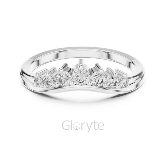 Round Cut Diamond Chevron Crown Band
