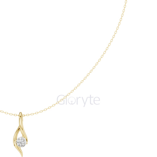 Solitaire Curve Diamond Pendant Necklace
