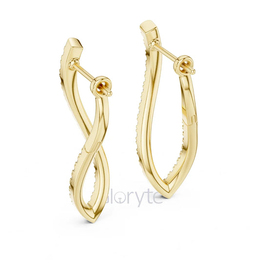 Twist Hoop Diamond Earrings with Modern Wave