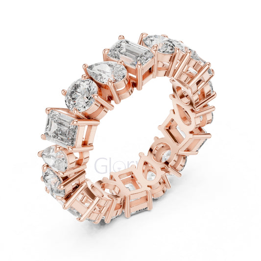 Pear, Round & Emerald Cut Diamond Eternity Band