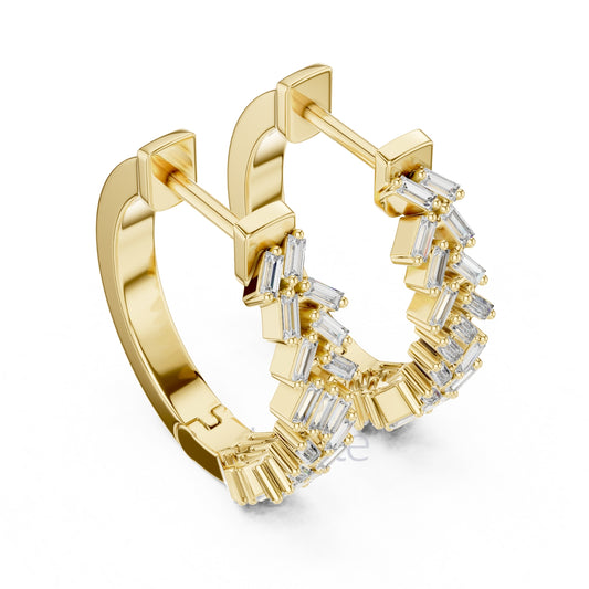 Baguette Cluster Hoop Earrings