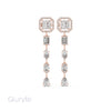Princess Halo Cut Diamond Drop Earrings