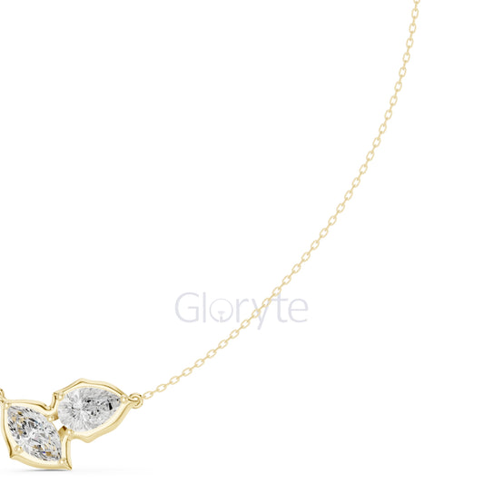 Pear and Marquise Diamond Duo Necklace
