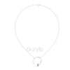 Open Circle Diamond Necklace with Emerald & Round Cut Accents