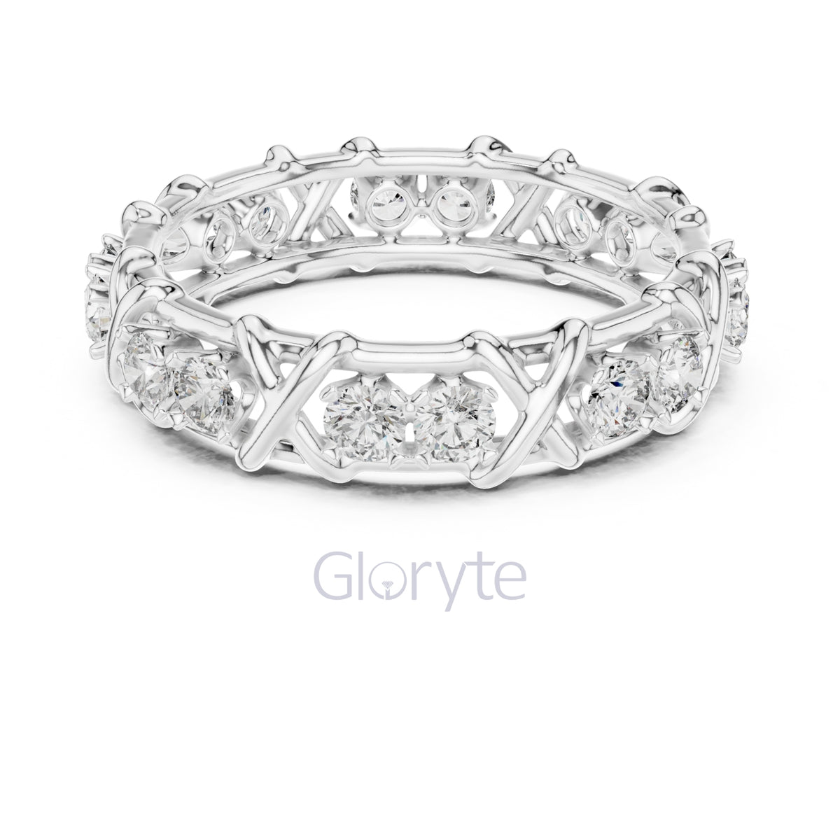Criss-Cross Diamond Eternity Band – Round Cut