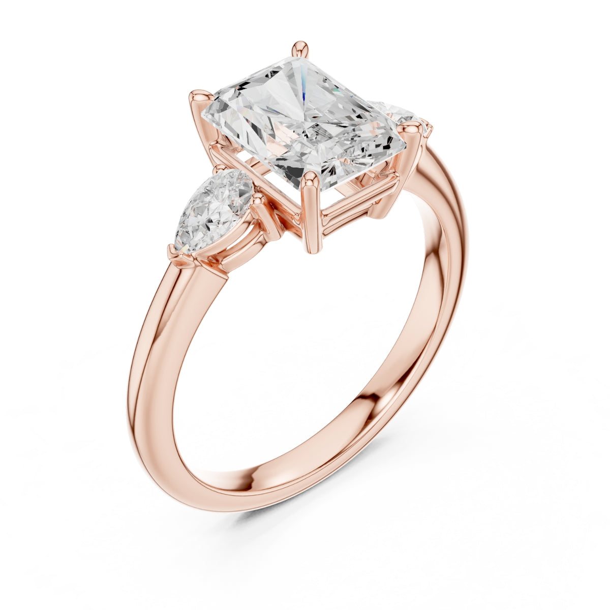 Three-Stone Engagement Ring with Pear Side Diamonds