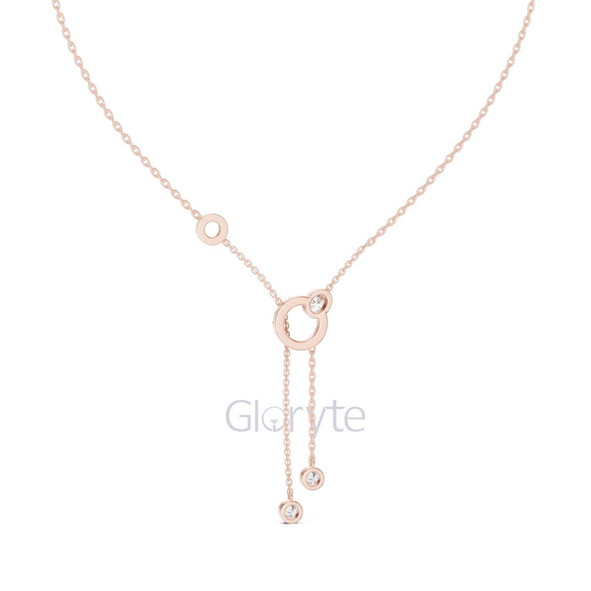 Interlocking Circle Drop Diamond Necklace
