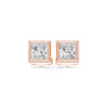 Princess Cut Diamond Stud Earrings – Bezel Set in Silver, 10K & 14K Gold