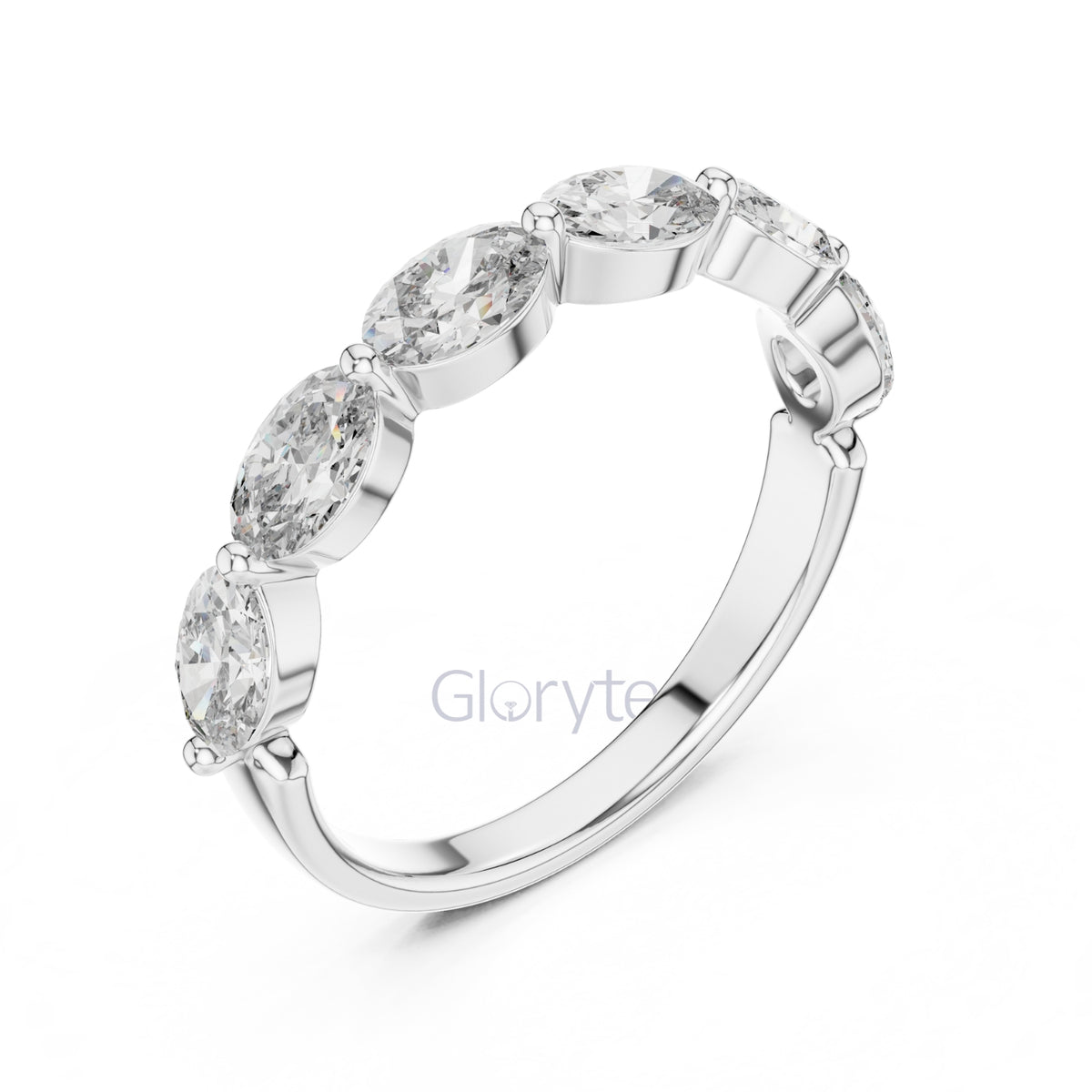 Oval Cut Half Eternity Ring
