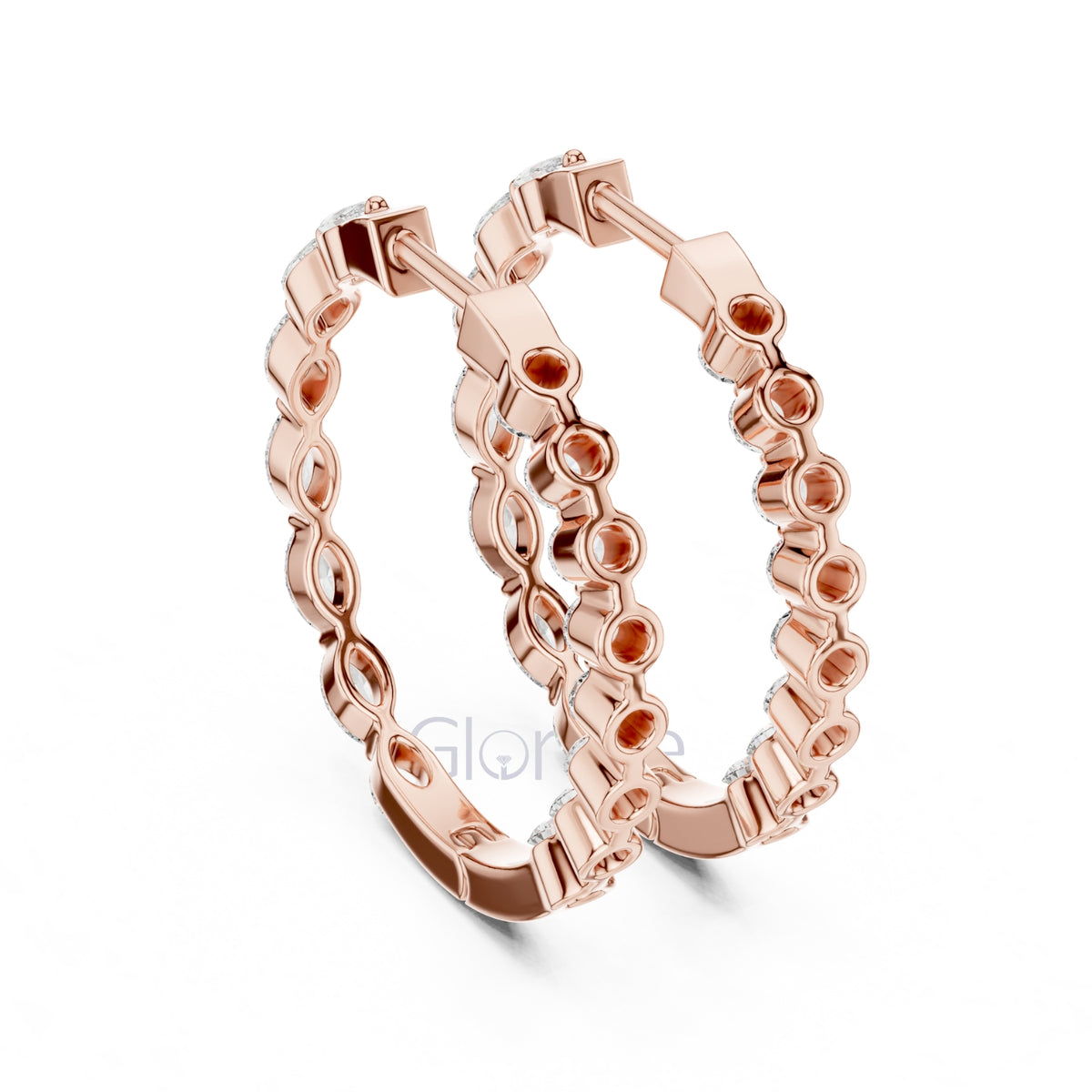Marquise & Round Diamond Hoop Earrings