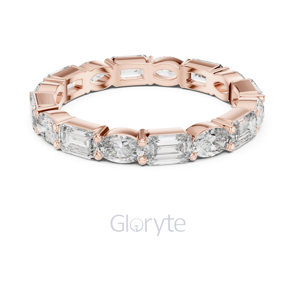 Emerald & Oval Cut Diamond Eternity Band