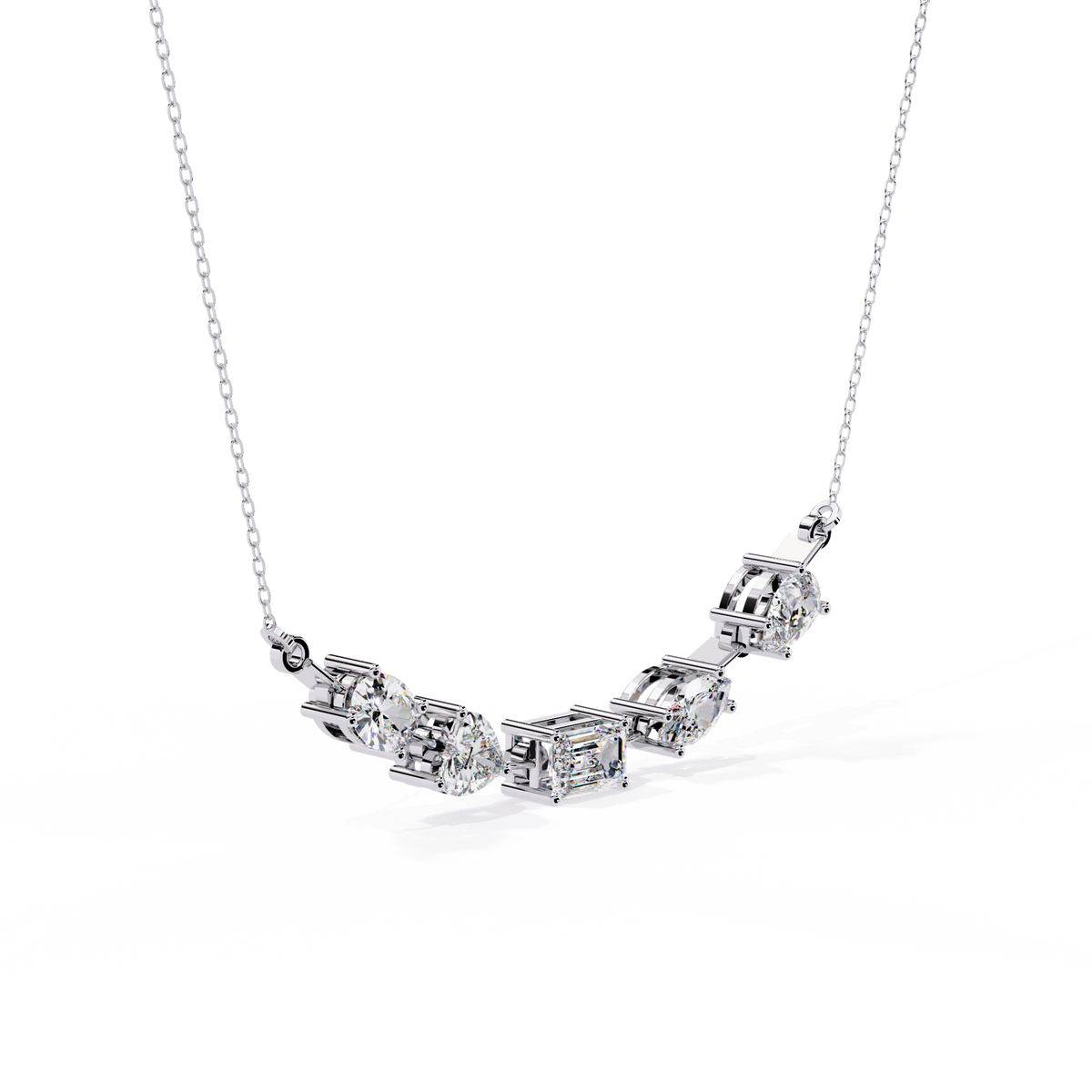 Five-Stone Modern Diamond Mixed-Shape Necklace