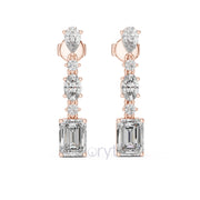 Radiant Cascade Drop Earrings with Mixed Diamond Cuts