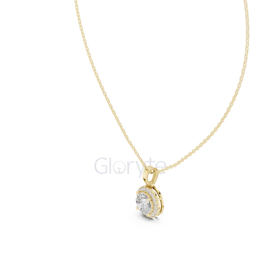 Round Halo Diamond Pendant Necklace