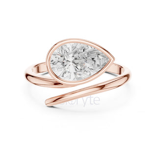 Pear Diamond Bypass Pinky Engagement Ring