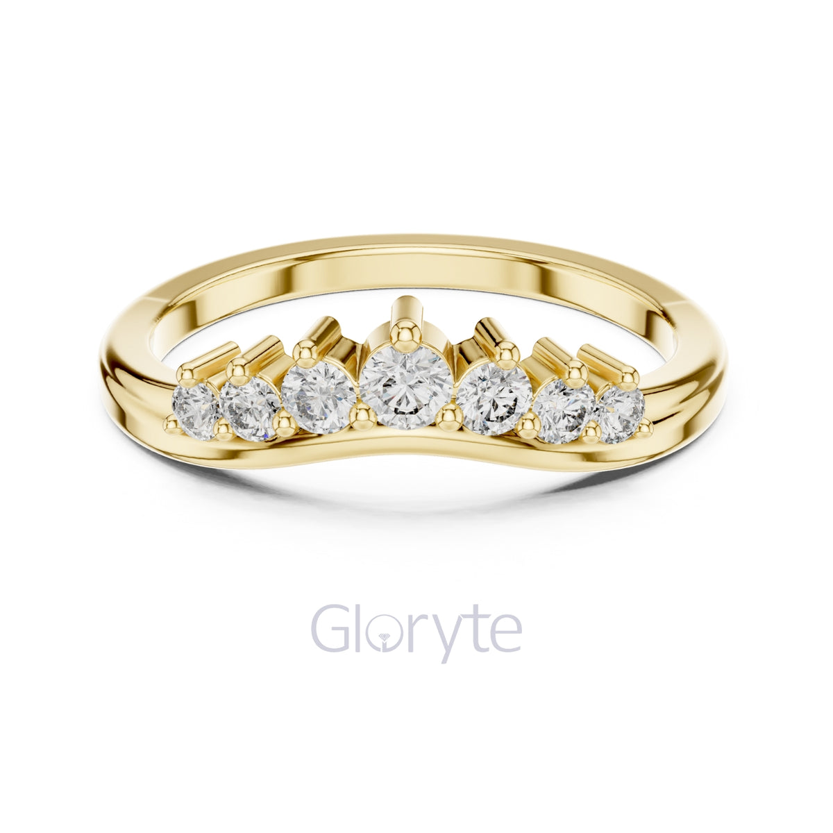 Round Cut Diamond Chevron Crown Band