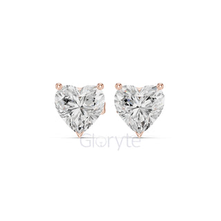 Heart Diamond Stud Earrings