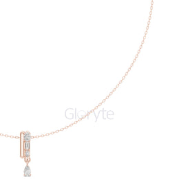 Oval & Pear Drop Diamond Pendant Necklace