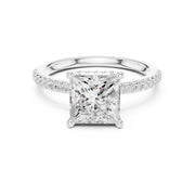 Diamond Engagement Ring with Hidden Halo & Pave Band