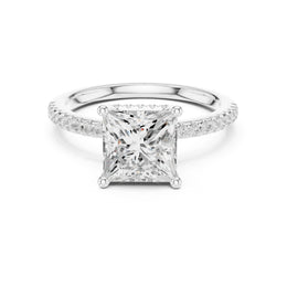 Diamond Engagement Ring with Hidden Halo & Pave Band