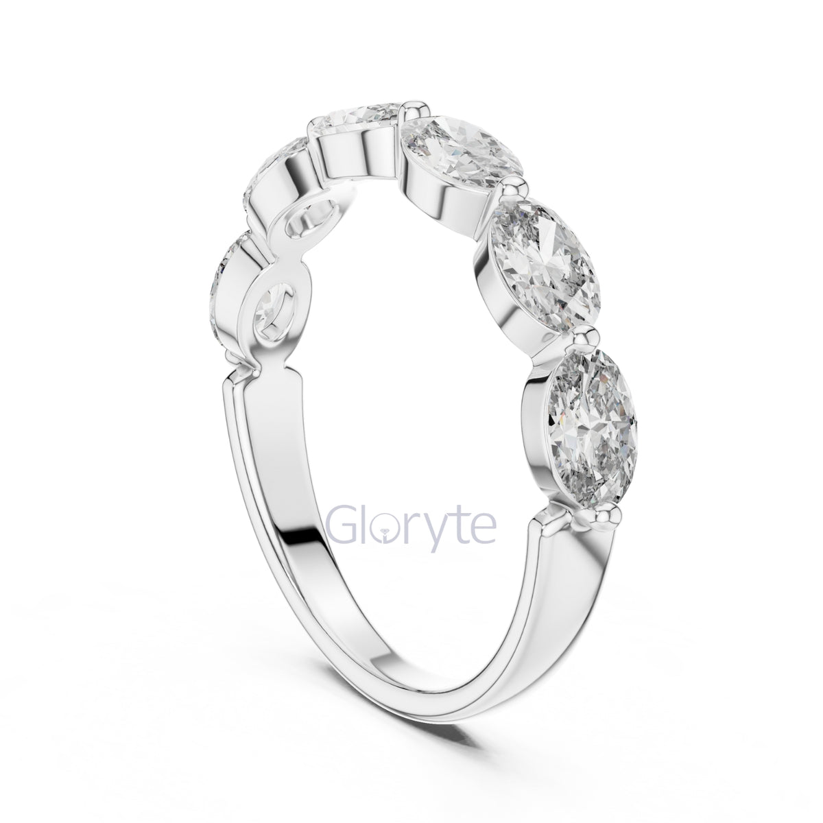 Oval Cut Half Eternity Ring