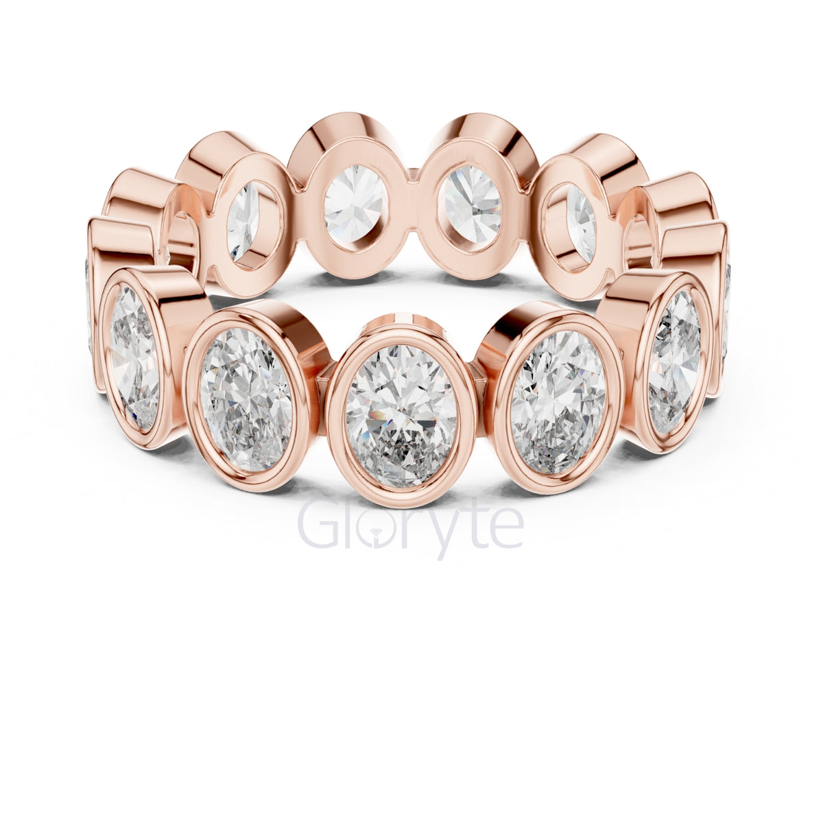 Oval Diamond Bezel-Set Eternity Band