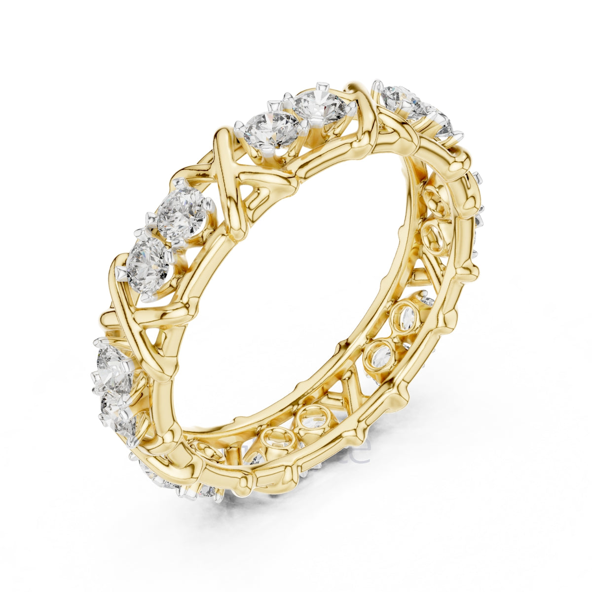 Criss-Cross Diamond Eternity Band – Round Cut