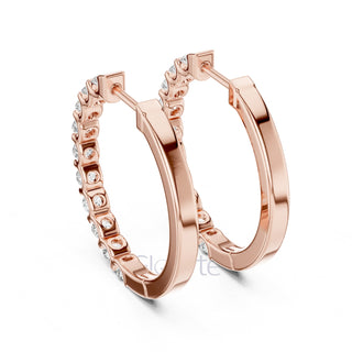 Bar-Set Diamond Hoop Earrings | Classic Round Cut Hoops