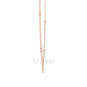 Minimalist Diamond Station Necklace with Round & Baguette Cut Diamonds – Includes Chain