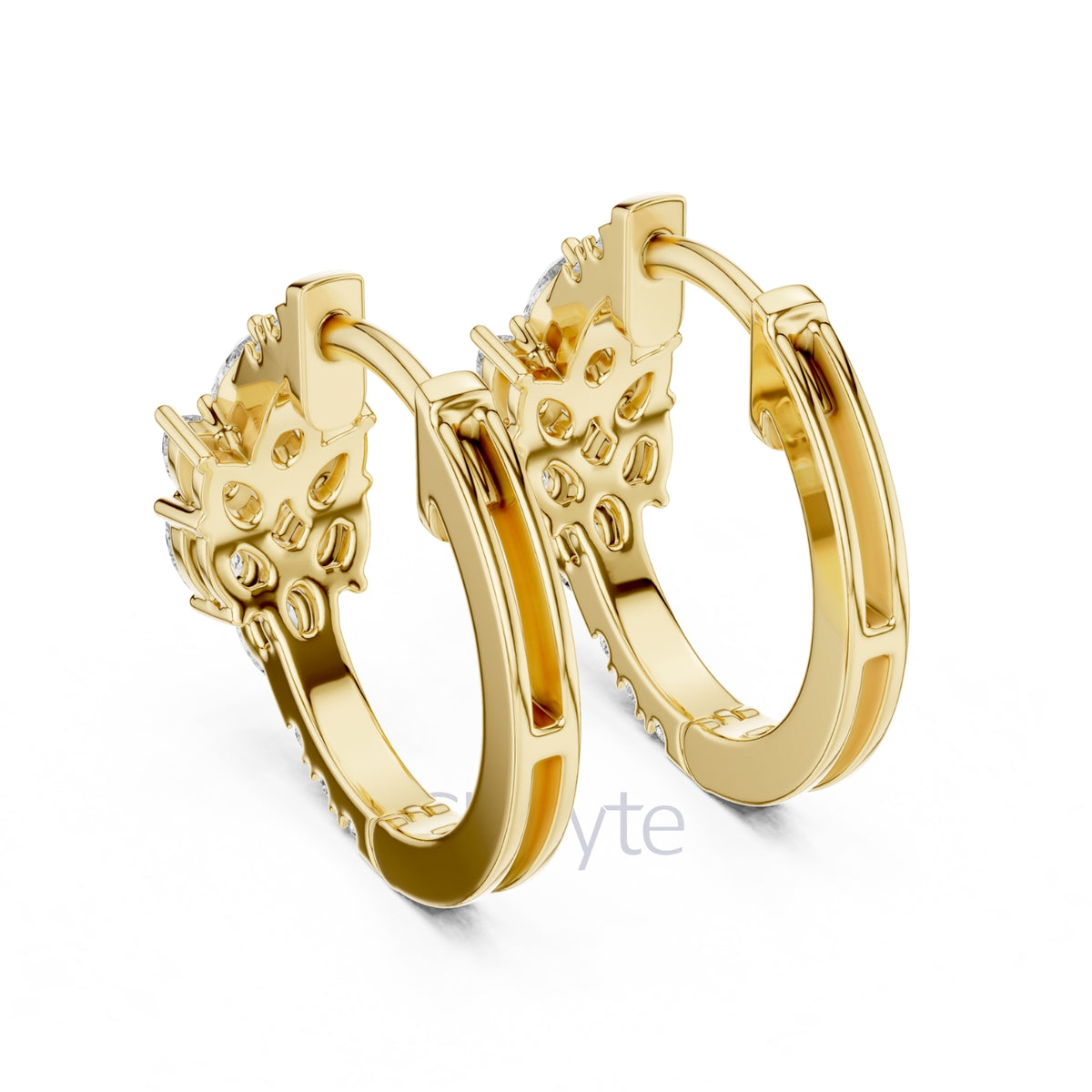 Pear & Round Diamond Hoop Earrings