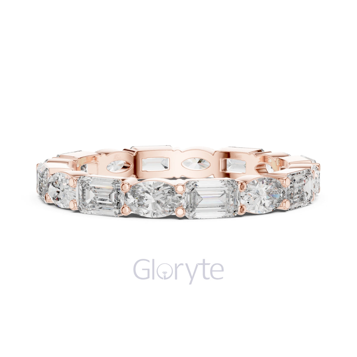 Emerald & Oval Cut Diamond Eternity Band