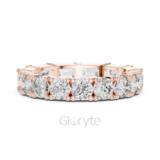Emerald & Round Diamond Eternity Band
