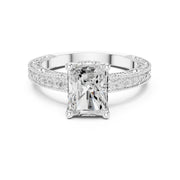 Vintage-Inspired Cut Diamond Engagement Ring with Milgrain & Pavé Detailing