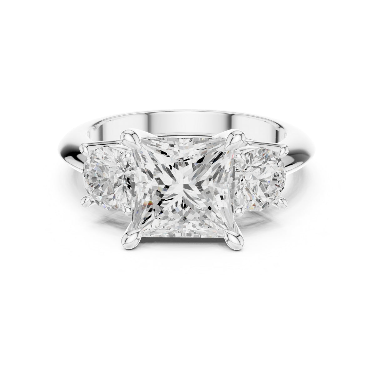 Three-Stone Diamond Engagement Ring | 2.5ct Center with Round Side Stones