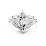 Diamond Bridal Set Ring with Marquise & Round Accent Diamonds