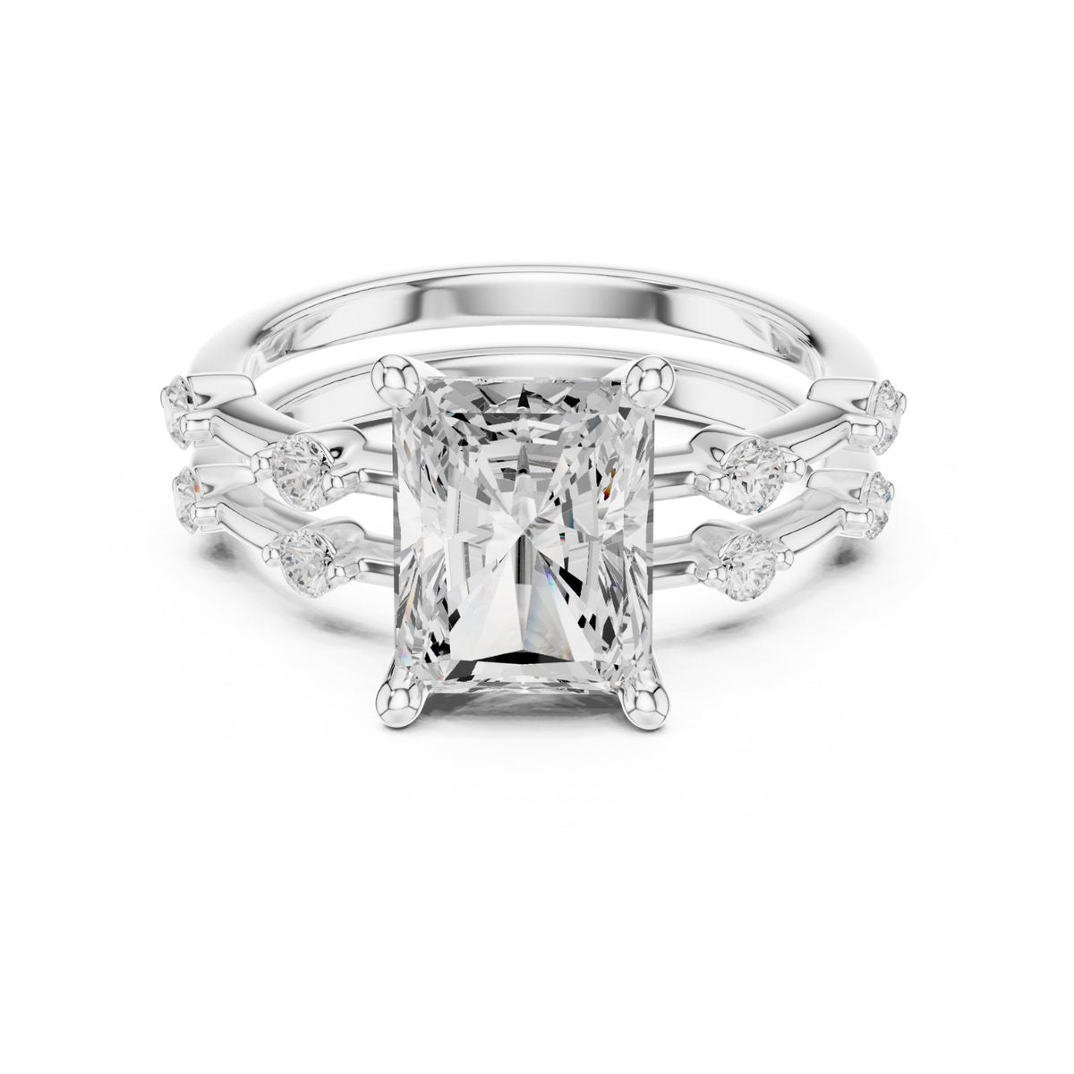 Diamond Bridal Set with Side Stones – 2.86 Carat