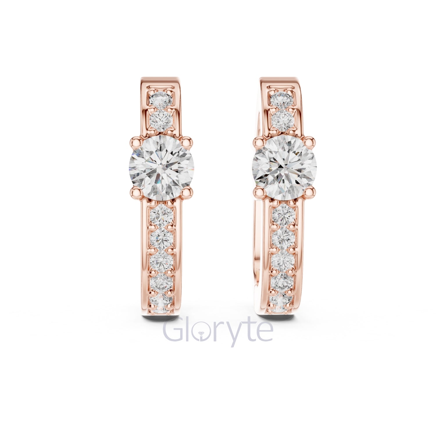 Classic Round Solitaire Diamond Hoop Earrings