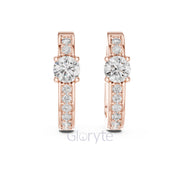 Classic Round Solitaire Diamond Hoop Earrings