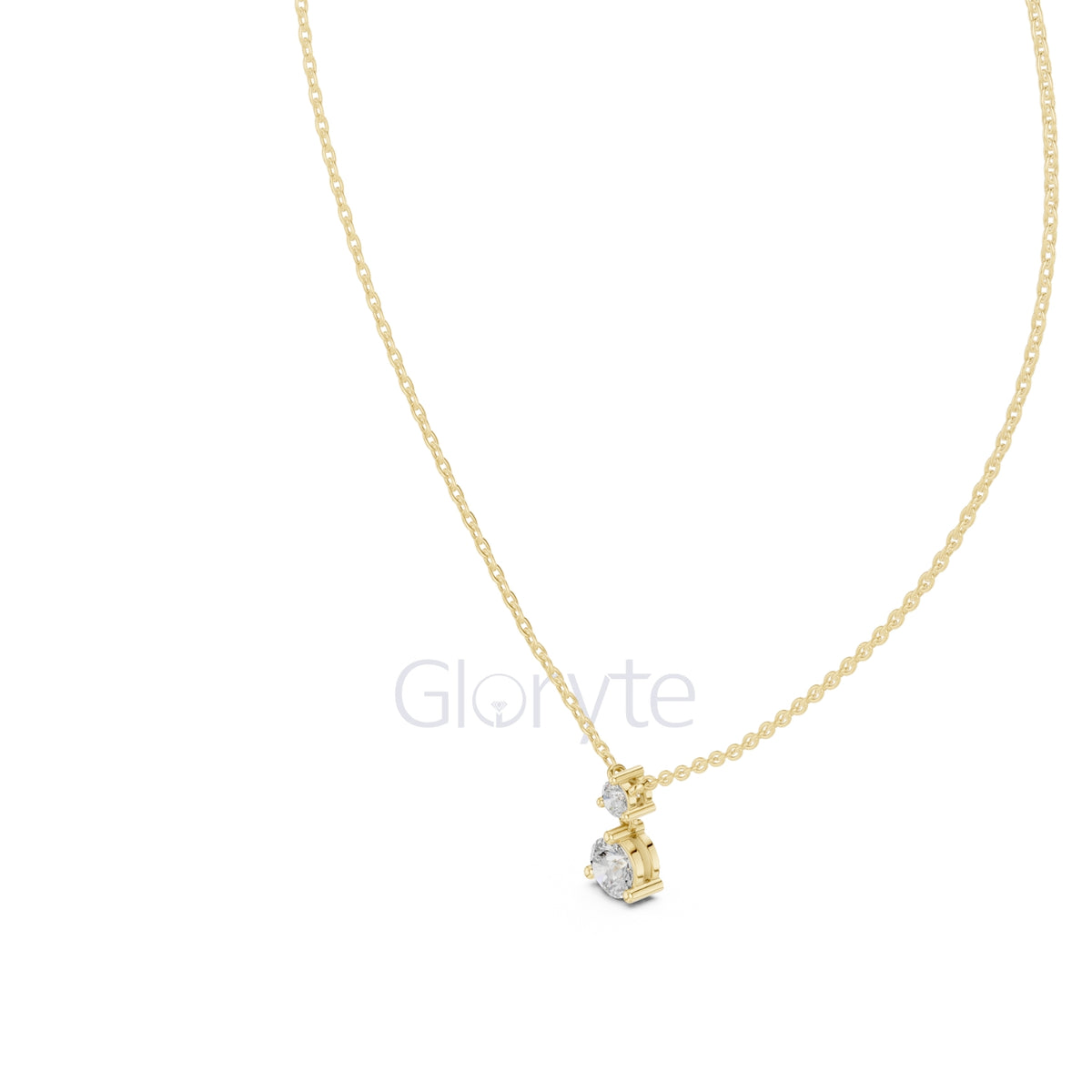 Two Stone Diamond Pendant Necklace