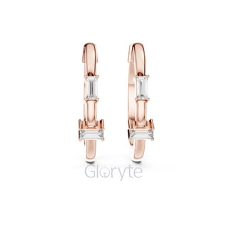 Minimalist Baguette Hoop Earrings