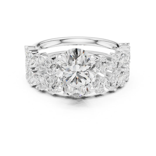 Floral & Round Diamond Cluster Ring – 3.70 CTW