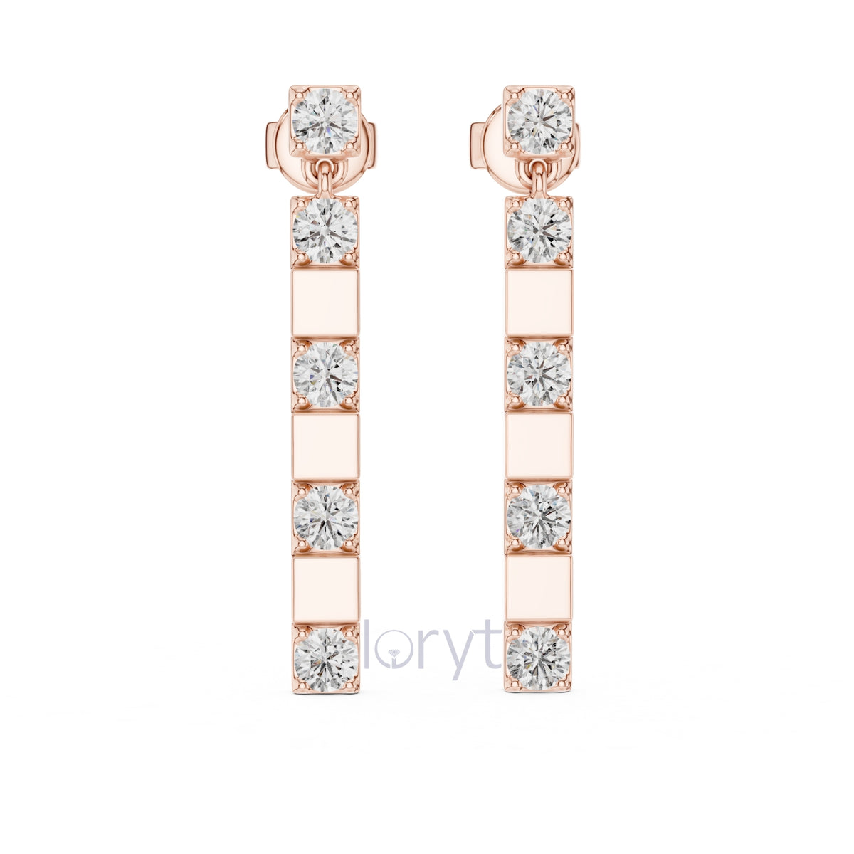 Sleek Diamond Bar Drop Earrings