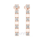 Sleek Diamond Bar Drop Earrings
