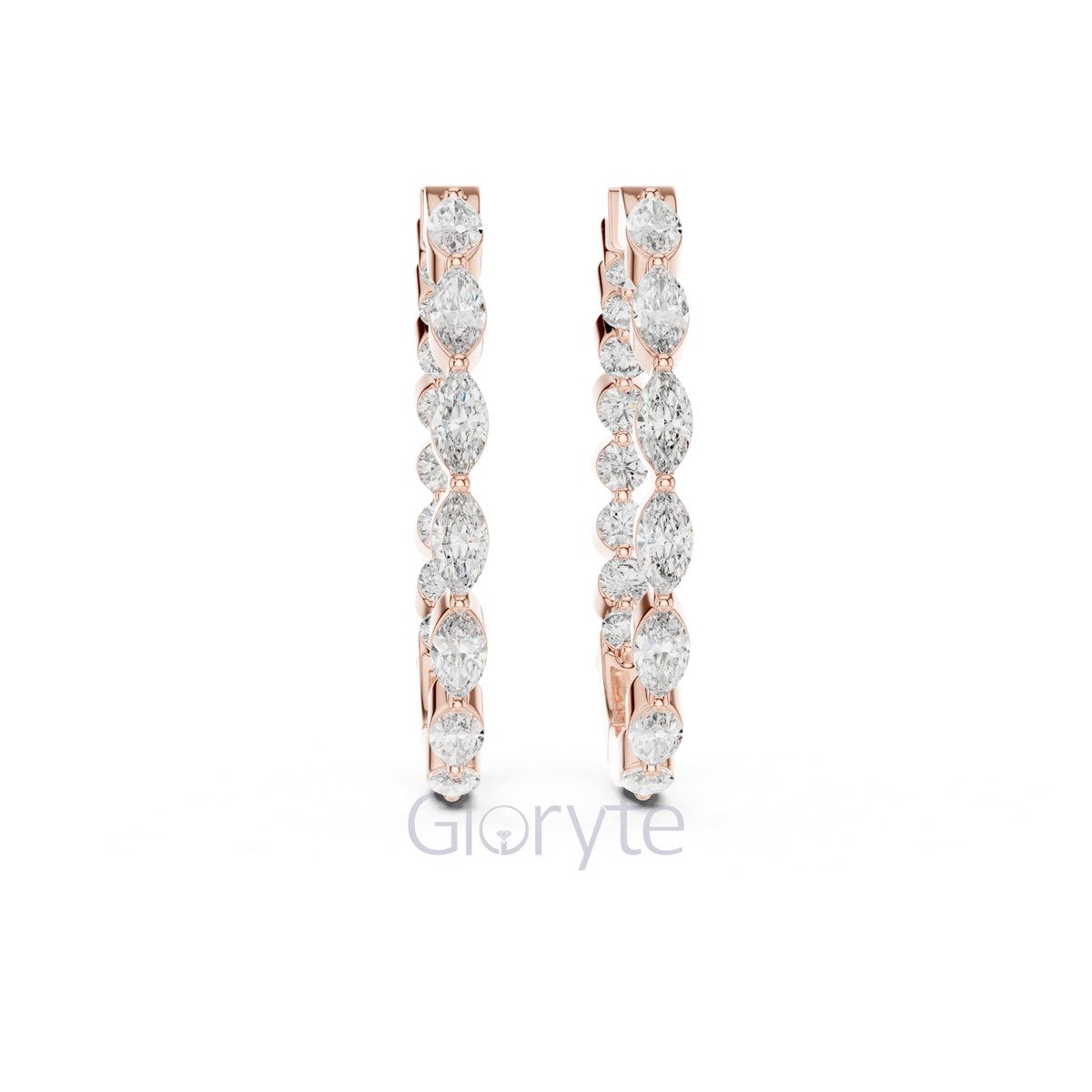 Marquise & Round Diamond Hoop Earrings